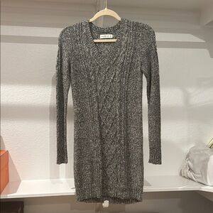 Abercrombie & Fitch Gray Ribbed V-Neck Sweater Dress
